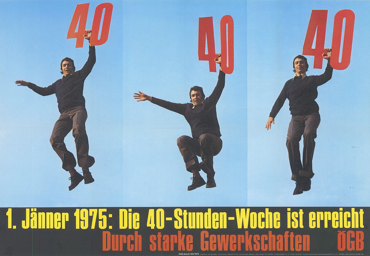 1975 endlich erreicht: die Arbeitszeitverkürzung auf 40 Wochenstunden bei vollem Lohnausgleich.