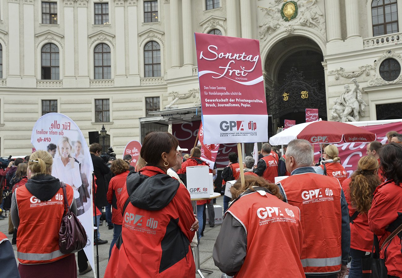 Demonstration der Handelsangestellten gegen die Sonntagsöffnung 2014.