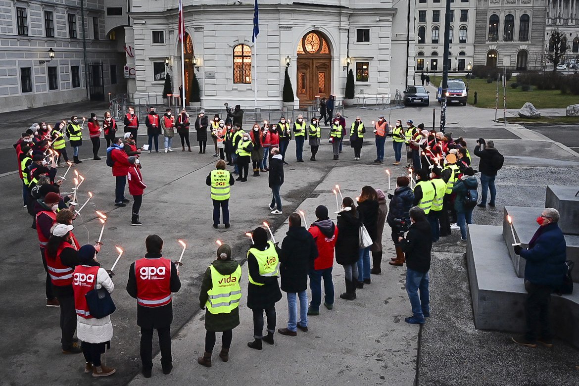 Österreichweite Aktion „Feuer und Flamme für Verbesserungen in der Elementarpädagogik“ am 24. Jänner 2022. Hier in Wien.