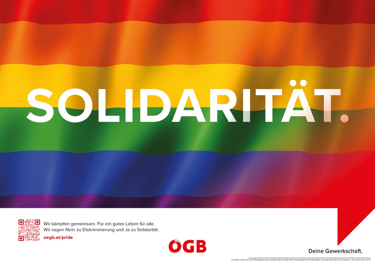 Solidarität auf einer Regenbogenfahne