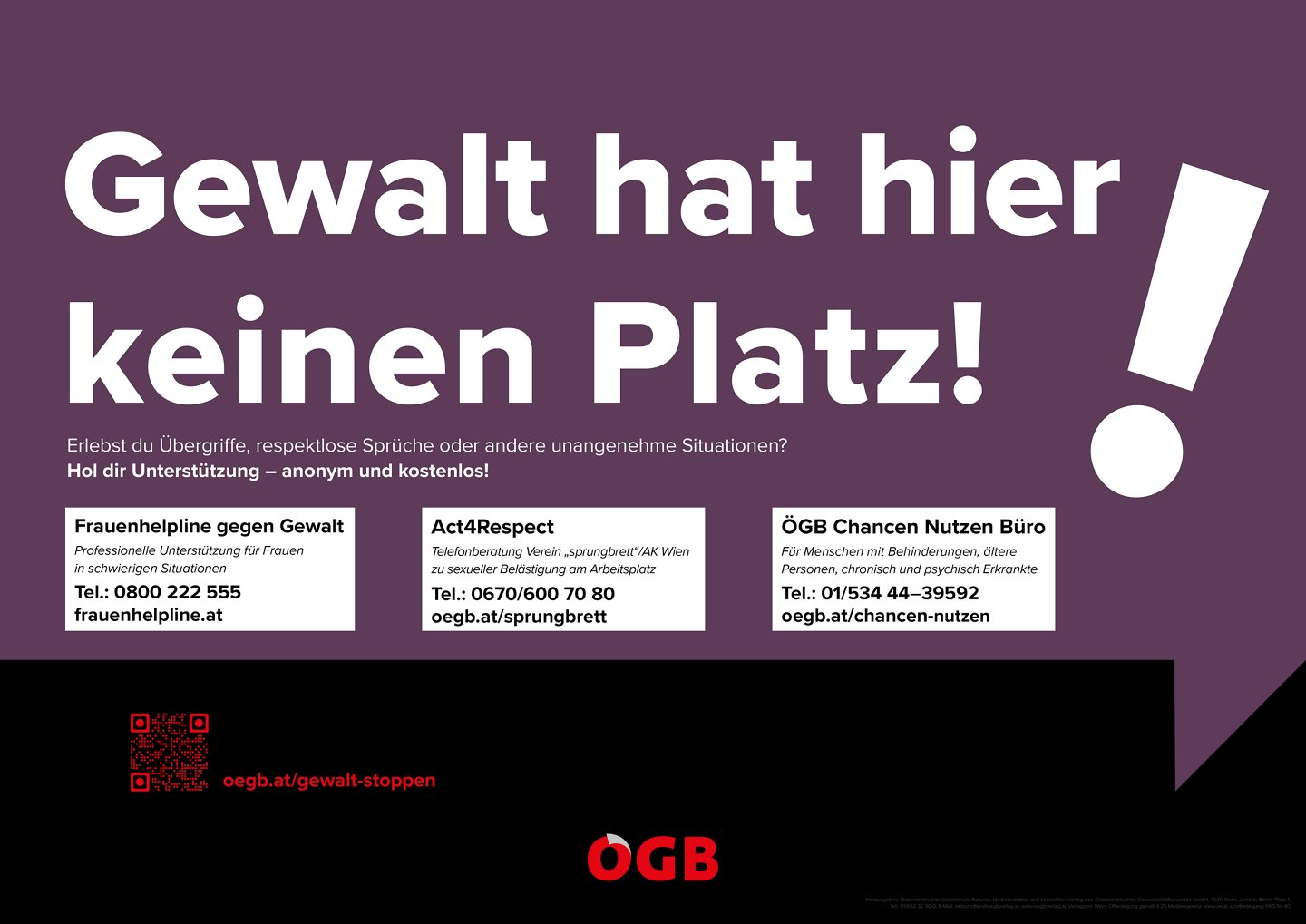 Plakat: Kein Platz für Gewalt