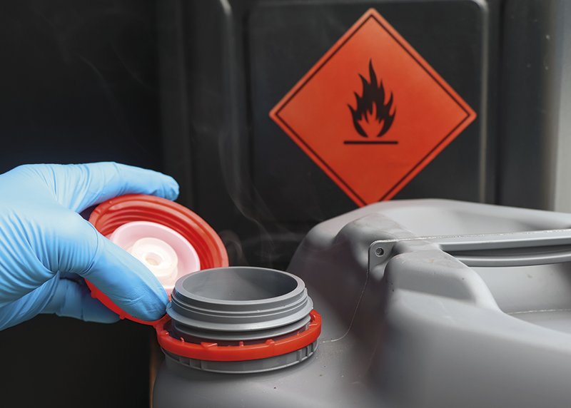 Flammable liquid symbol on the chemical tank, Flammable and dangerous chemicals in industry