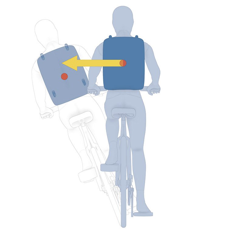 Illustration mit Mensch auf Fahrrad und einer schweren Last