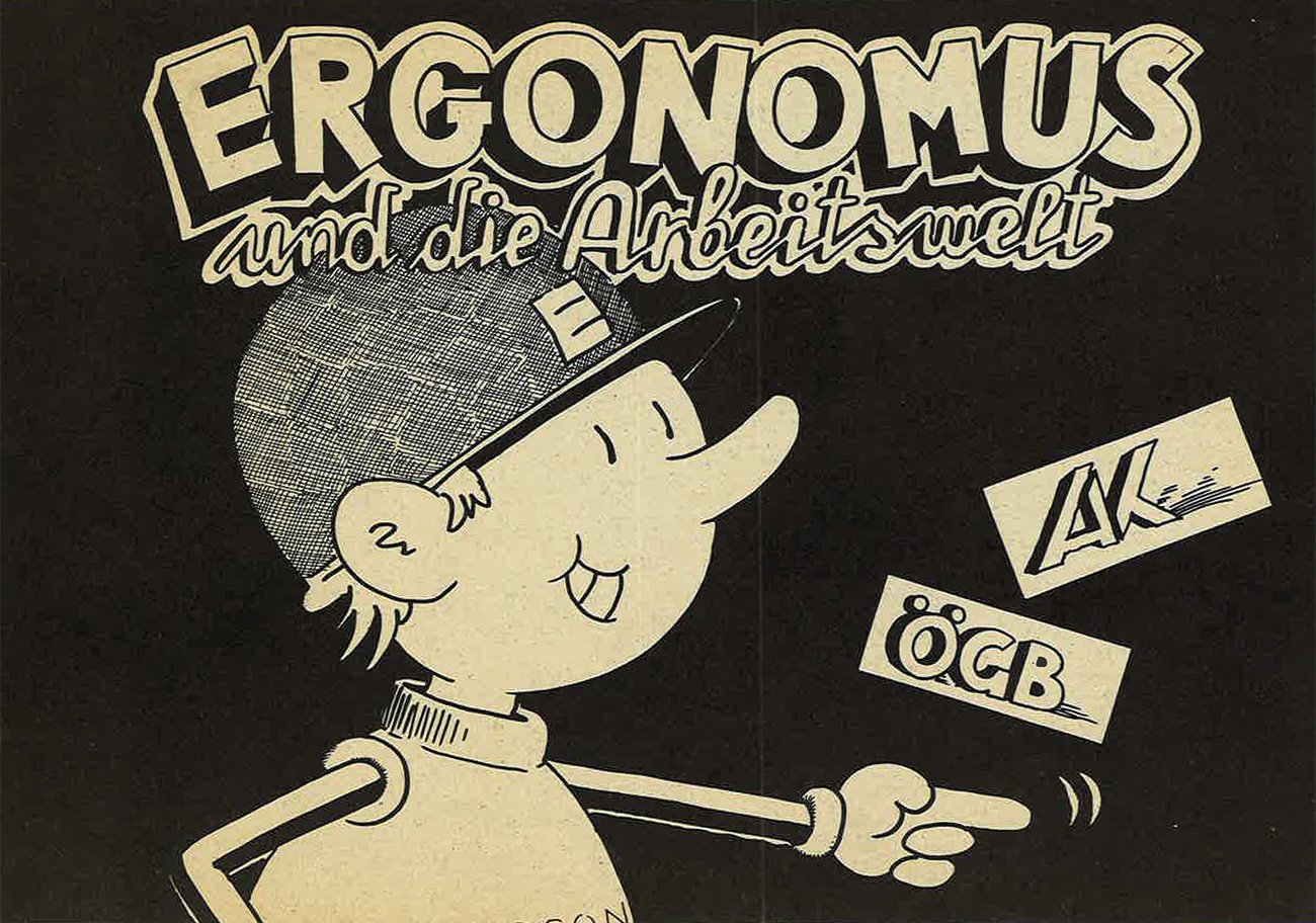 Der Ergonomus ist die Symbolfigur vieler Arbeitnehmer:innenschutzkampagnen in den 1980er-Jahren