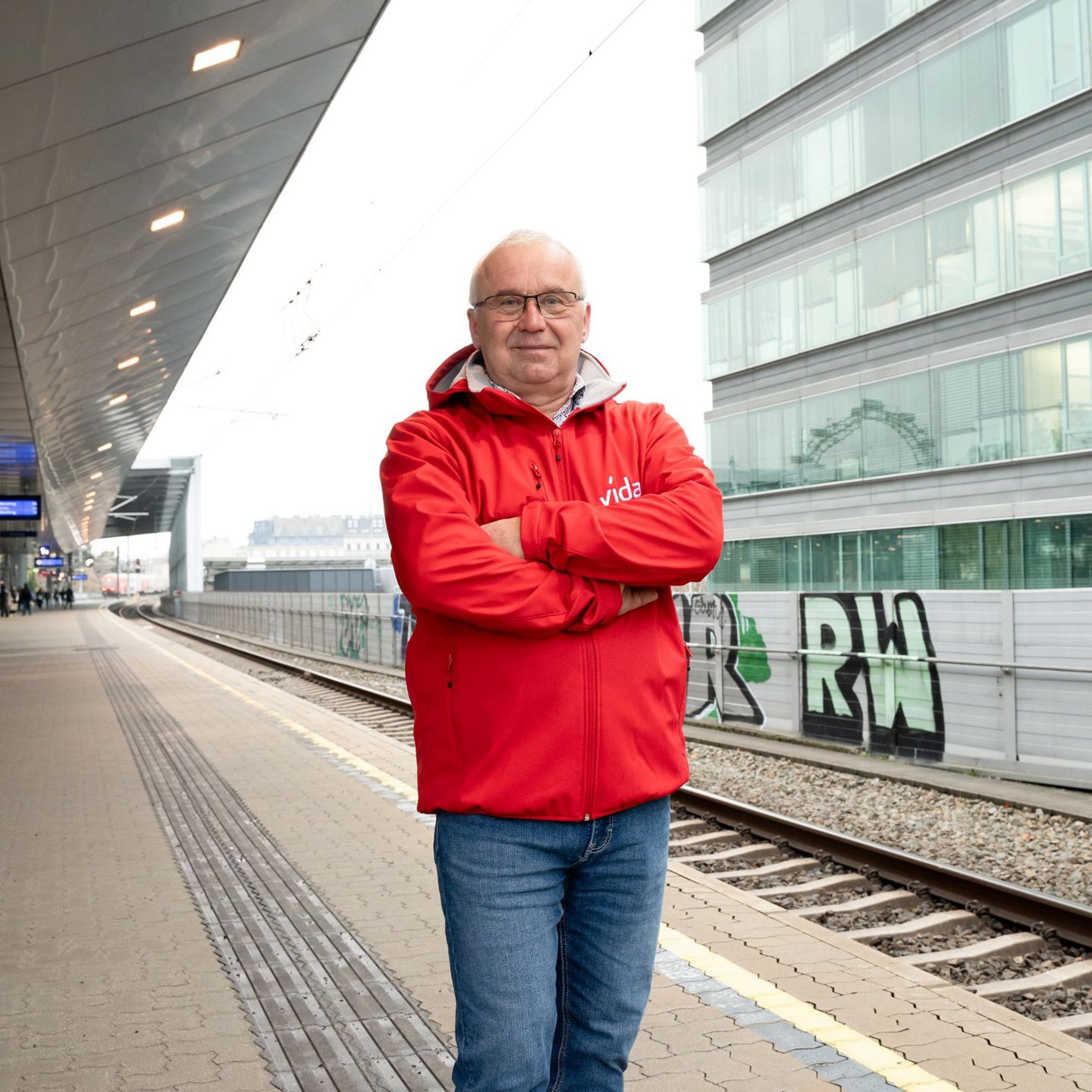 Josef Fiedler on the Praterstern platform
