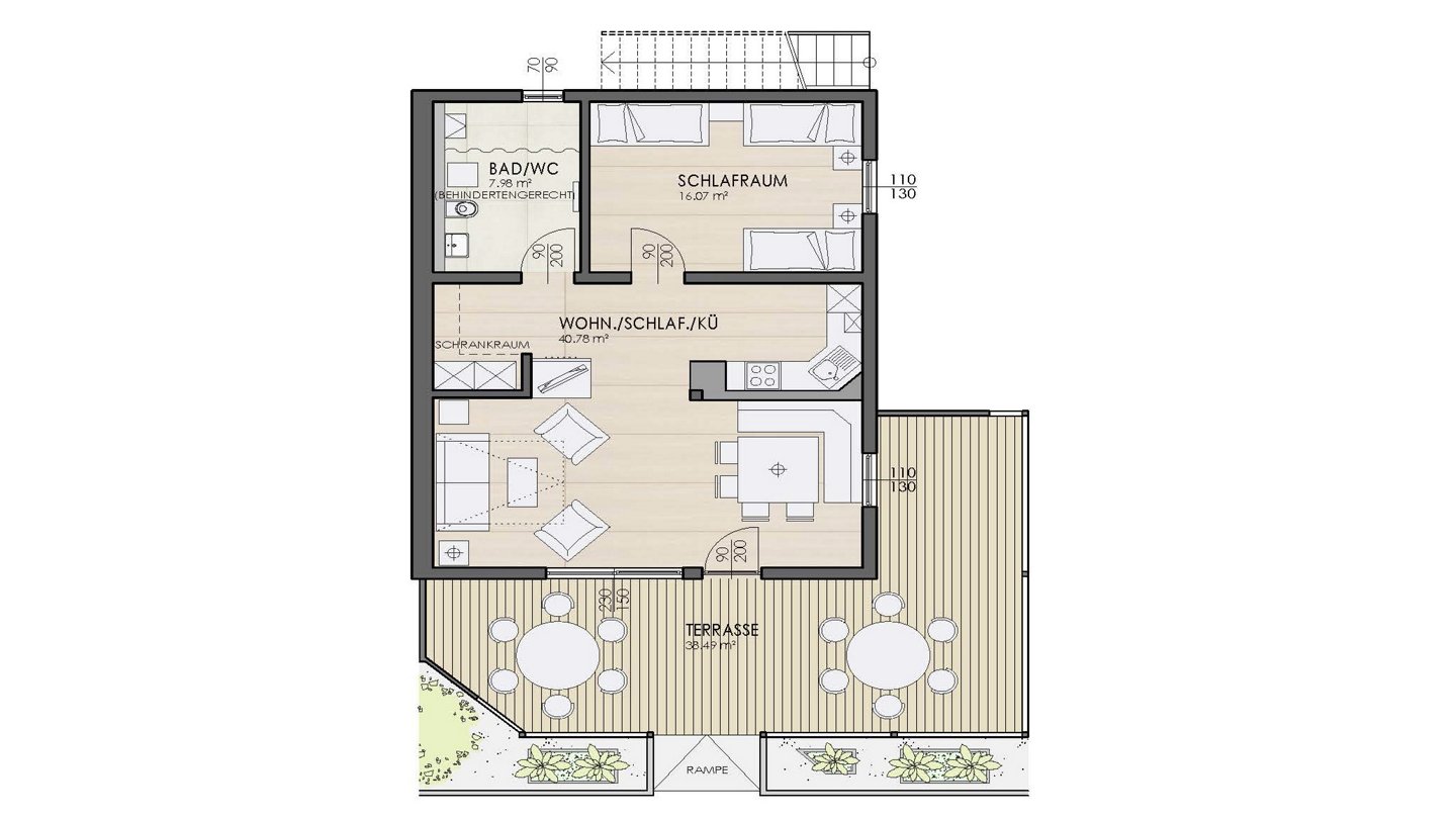 Grundriss Kategorie Parkappartement 5, rollstuhltauglich