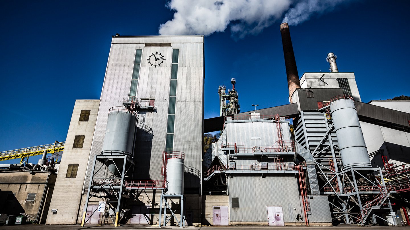 Außenansicht Papierfabrik in Frantschach, Kärnten