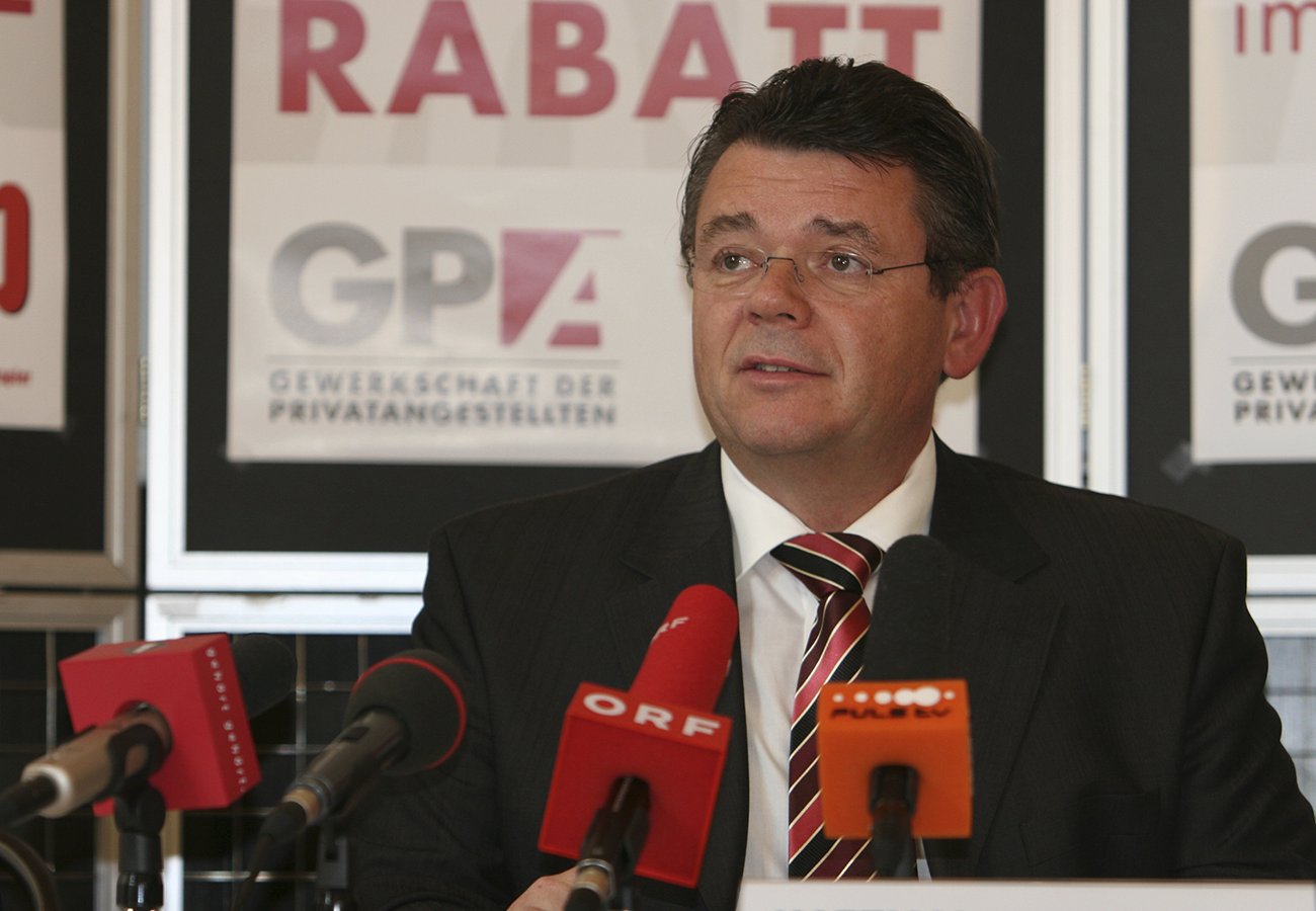 Pressekonferenz mit Wolfgang Katzian bei der Fusion zur GPA-djp 2006