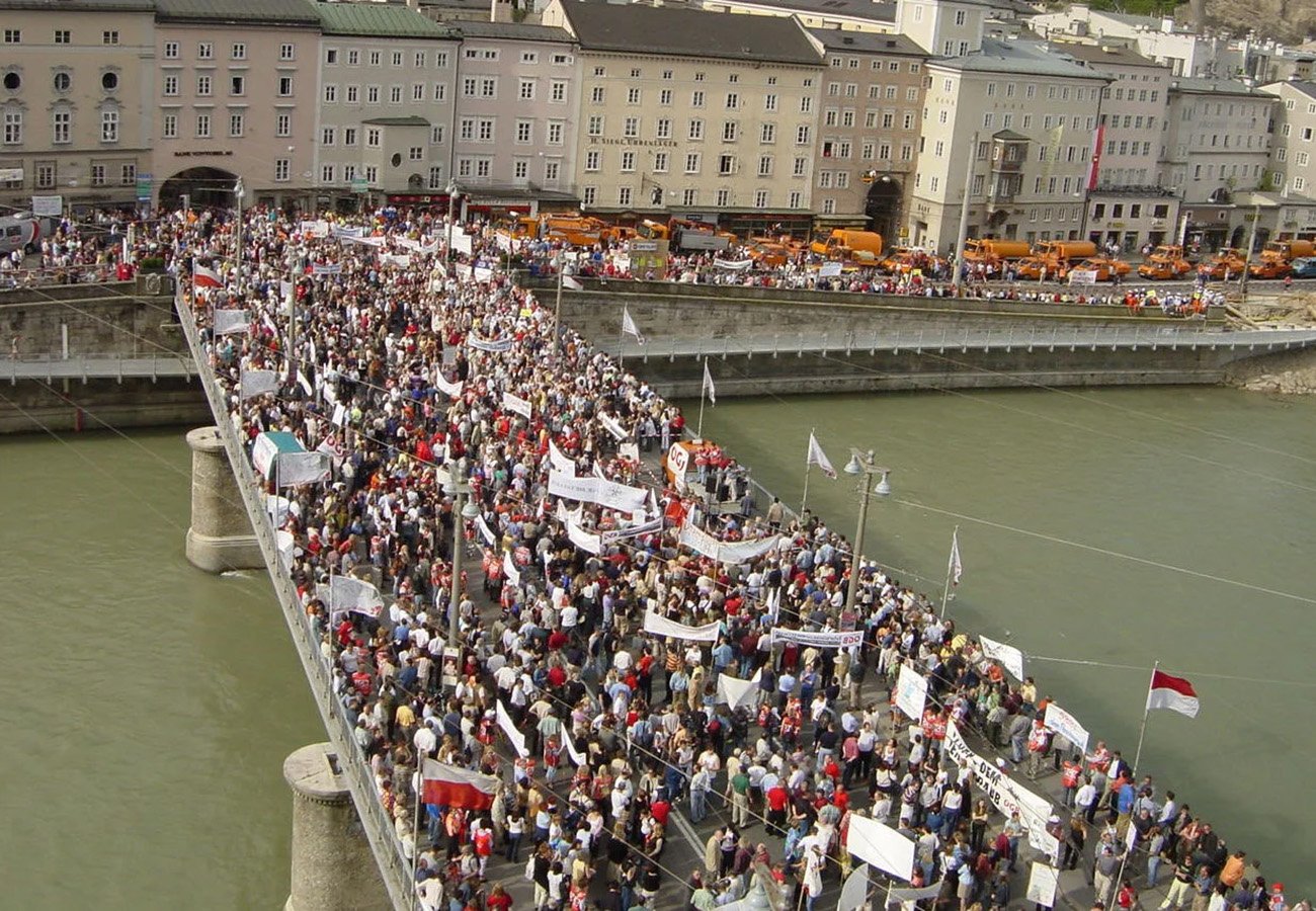 Streik in Salzburg gegen die Pensionsreform