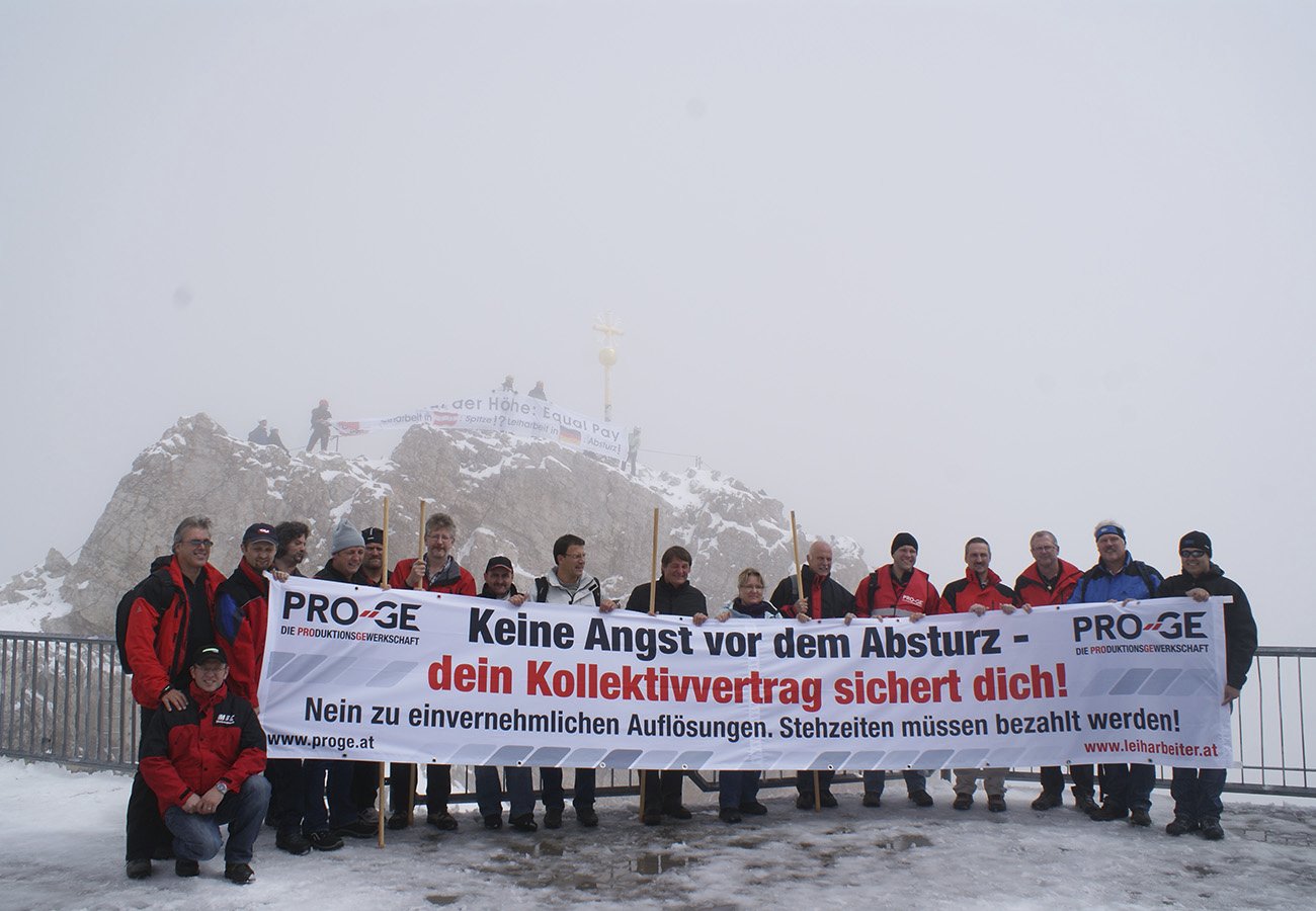 Zugspitzen-Aktion für LeiharbeiterInnen am 10.08.2011