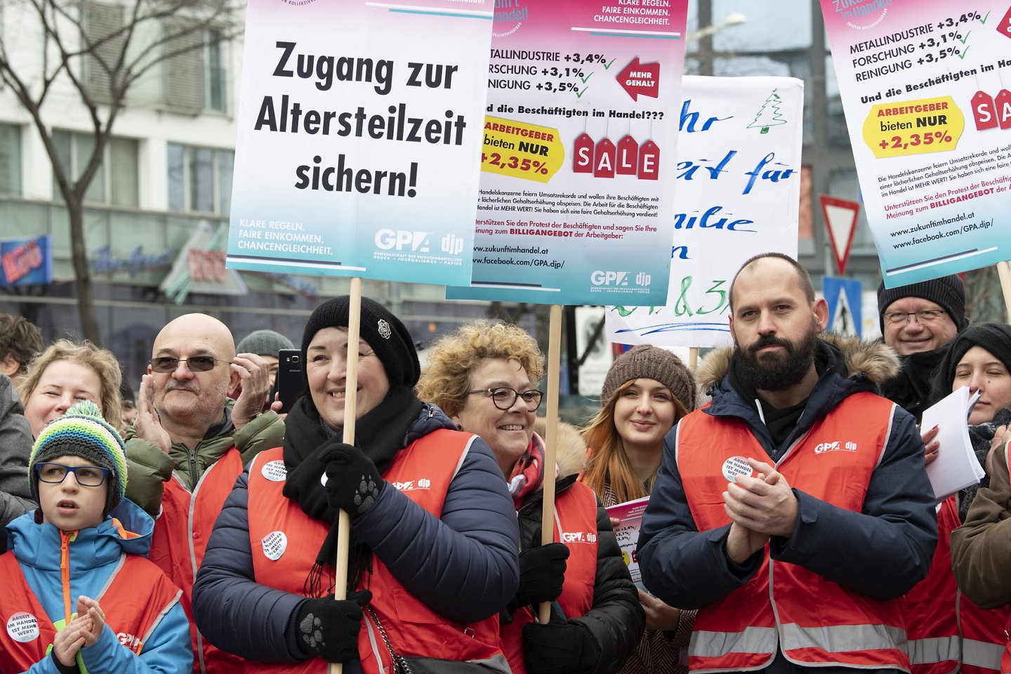 Am 8. Dezember 2018 demonstrierte die GPA für einen fairen Kollektivvertragsabschluss im Handel