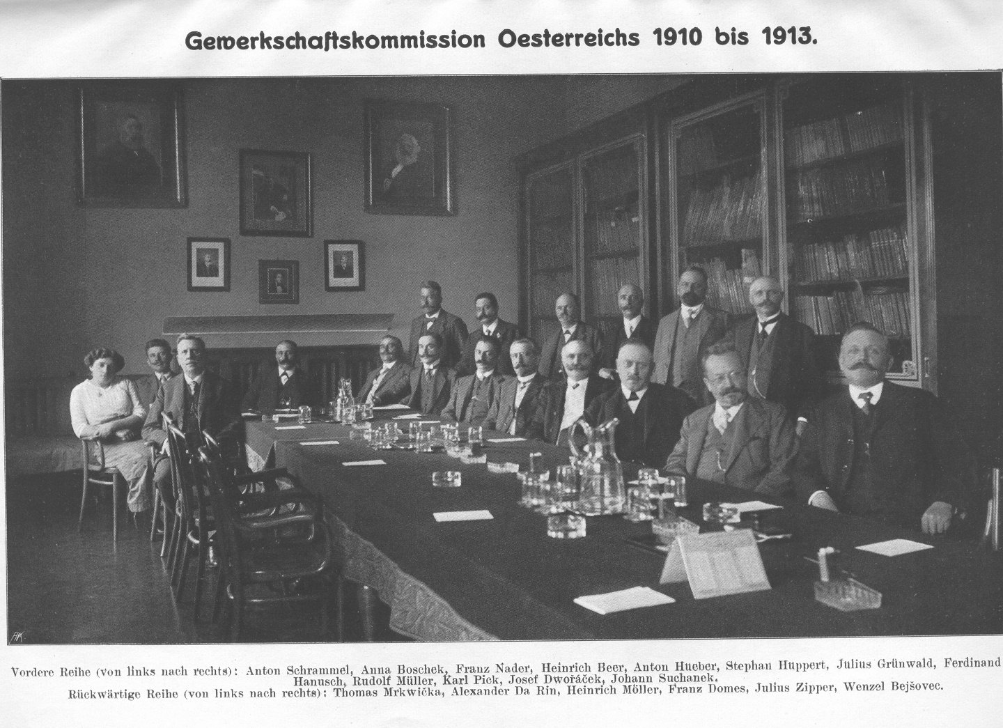 Reichsgewerkschaftskommission 1910-1913, 5. v. r. sitzend Ferdinand Hanusch 