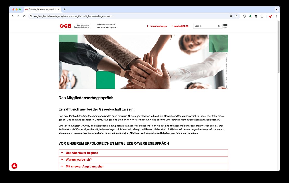 Scrennshot von https://www.oegb.at/betriebsraete/mitgliederwerbung/das-mitgliederwerbegespraech
