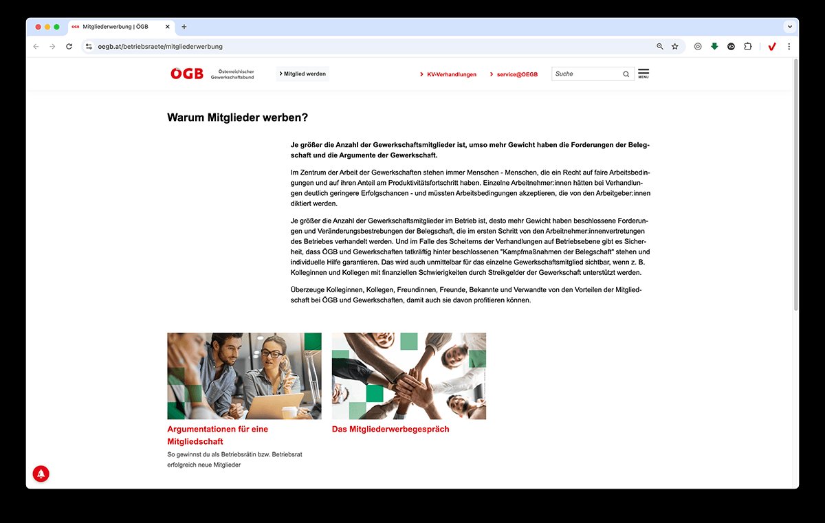 Screenshot https://www.oegb.at/betriebsraete/mitgliederwerbung