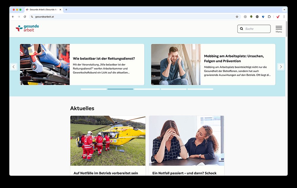 Screenshot of https://www.gesundearbeit.at
