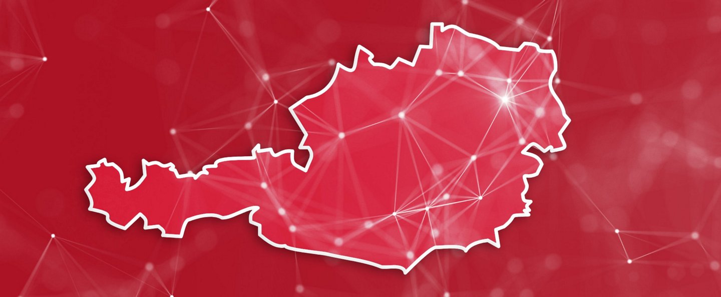 Eine Österreichkarte dargestellt als Netzwerk