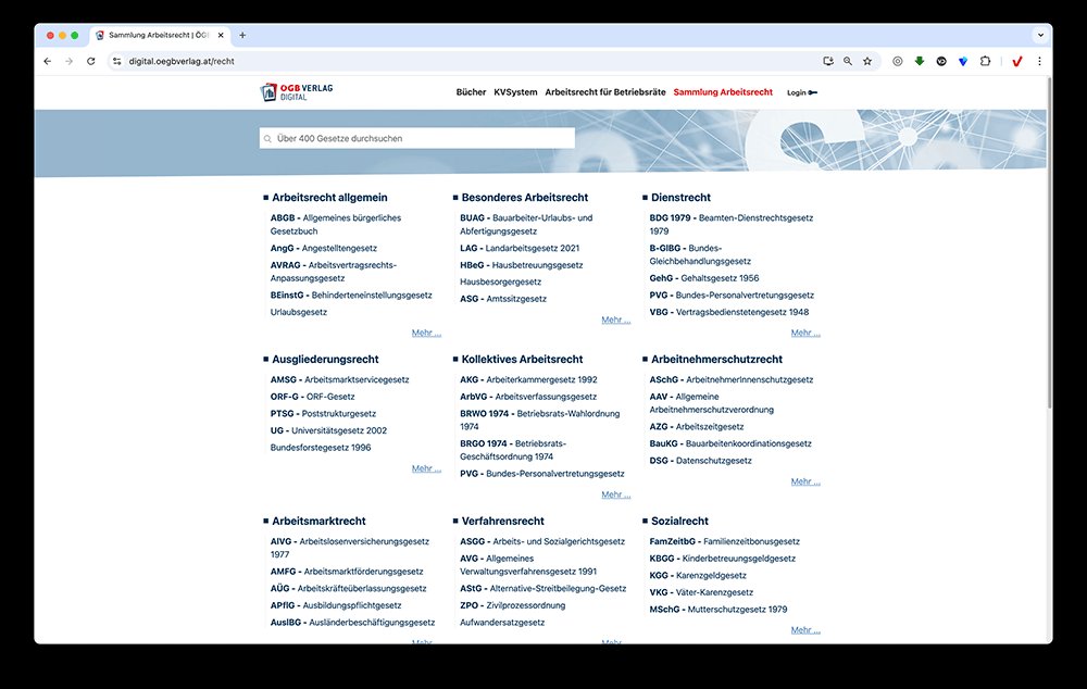 Sammlung Arbeitsrecht ÖGB-Verlag Screenshot