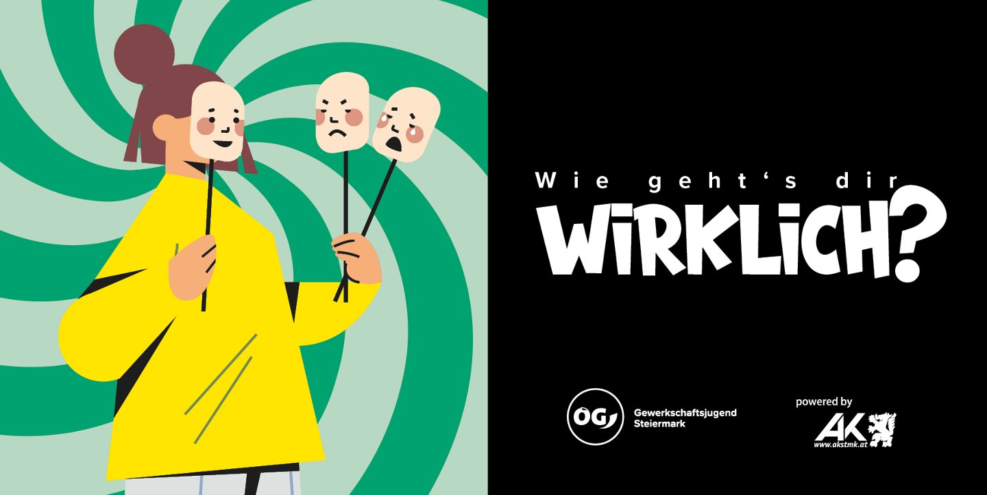 Titelbild der Kampagne "Wie geht's dir wirklich?" der ÖGJ Steiermark