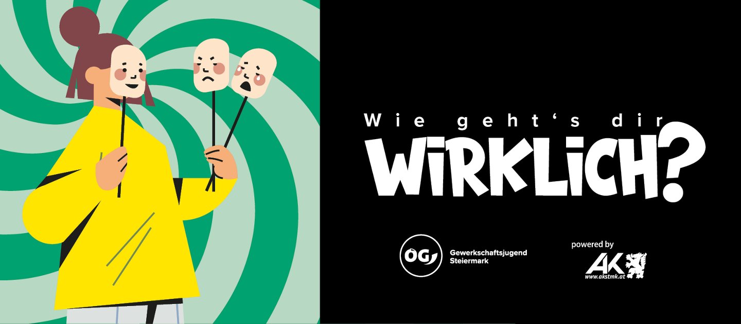 Titelbild der Kampagne "Wie geht's dir wirklich?" der ÖGJ Steiermark